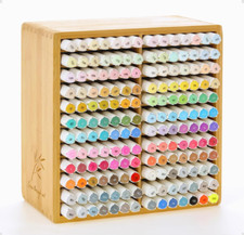 Ohuhu Bamboo Marker Organizer, Wooden Desktop Hold 126 Markers, light brown picture