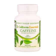 California Essentials Caffeine 200mg Tablets Energy Supplement 120 Ct Vegan USA picture