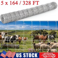 5Ft x 164/328Ft Galvanized Wire Fence Cattle Farm Fence Field Livestock Pasture picture