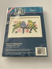 Vintage Jiffy Crewel Pretty Parakeets LF13 picture