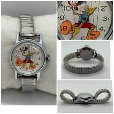 Vintage 1960s Timex Pinocchio Character Watch Walt Disney Productions Windup picture