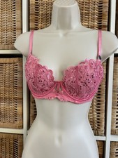 Ann Summers The Icon Pink Sequin Non Padded Plunge Bra 34C New w/ Tags RRP £36 picture
