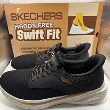 Skechers Men's Hands Free Swift Fit No More Bending Sneakers Black Size 10.5 NIB picture