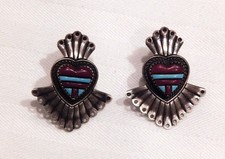 Southwestern Inspired Q.T. Heart Sterling Silver Earrings picture