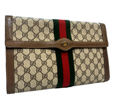 VINTAGE GUCCI  Sherry Line  Clutch Bag PVC Leather GG Authentic  From Japan 0043 picture