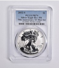 2012-S American Silver Eagle 75th Anniversary SF Mint Set PR70 REV PCGS picture