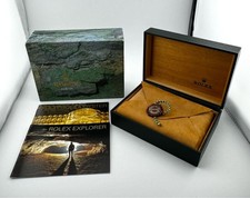 Rolex Explorer Box Set Green Leather Wood Box Outer Box Booklets Seal Tag 16570 picture