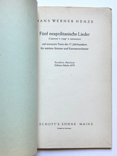 Hans Werner Henze Five Neapolitan Songs Fünf neapolitanische Lieder 1957 Schott  picture