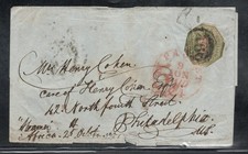 1851 Great Britian Cover W/SC #5 QV 1' Porth Wales-Phila See Desc picture