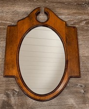 Vintage Wood Oval Wall Mirror Federal Colonial Style 18” Small Entryway Decor picture