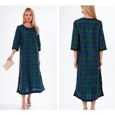Tuckernuck | NEW Jamie Velvet Trimmed Plaid Blackwatch Midi Dress Size S picture