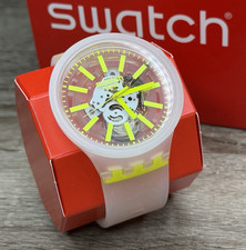 NEW✅SKELETON✅ Swatch Big Bold YELLOWINJELLY Transparent Men's Watch SO27E103 picture