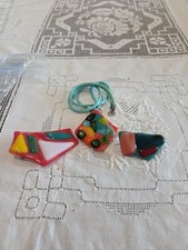 Unique Vintage Fused Glass Pendant  And Brooches (2) Set picture