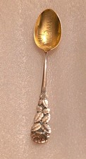 Antique Frank M Whiting Sterling Silver Denison Iowa Souvenir Spoon Rose Floral picture