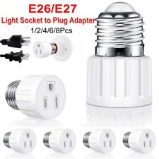 1-8Pcs E26/E27 Light Socket to Plug Adapter 2/3 Prong Light Bulb Outlet Adapter picture
