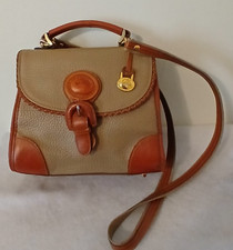 Vintage Dooney & Bourke Style Satchel Beige Tan Leather Top Handle Bag picture