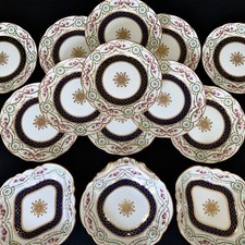 ANTIQUE AYNSLEY PINK ROSES & GARLAND CABINET PLATES (14 PCS) C. 1905-1925 #5068 picture