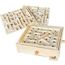Sterling Games Wooden Labyrinth 3 Boards 60 36 25 Waypoints 3 Marbles Age 6+ picture