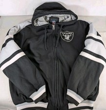 Vintage GIII NFL Oakland Raiders Men's L Hooded Puffer Soft Shell Varsity Jacket picture