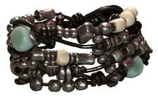 Designer Uno De 50 Agate Glass Metal Charm Beaded Silver Plated Leather Bracelet picture