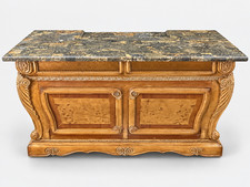 Michael Amini Ornate Wood Marble Top Dresser Chest of Drawers Carved Accent picture