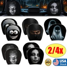 2-4pcs Halloween Spooky Ghost Face Car Headrest Cover Prank, Breathable Material picture