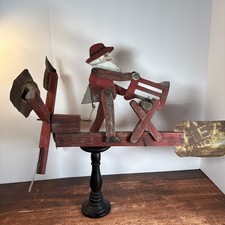 Vintage Whirligig Moving Weathervane Logger Lumberjack Folk Art Handmade WORKS picture