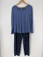Soma Cool Nights Pajama Set Size Medium Navy Blue Merry Polka Dots Shirt Pants picture