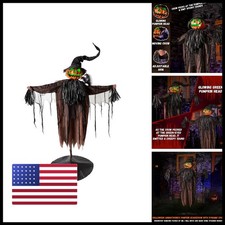ELAMAS Halloween Animatronics Decorations, 5.5FT Animated Scarecrow Pumpkin picture