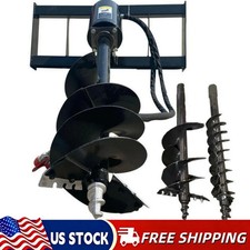 AGT Skid Steer Attachment Auger Post Hole Hydraulic Digger 6in/12in/14in Black picture