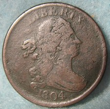 1804 Draped Bust Half Cent Circulated Details Old US Coin #669 picture
