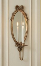 ONE Antique Gold Metal French Provincial Mirrored Candle Wall Sconces Holder picture