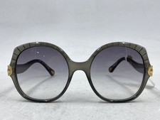 Chloe Women's Grey Smoke Round Scalloped Sunglasses Gold Clover CE749S 56mm picture