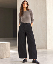 COS Wide-Leg Denim Trousers Black EU 36 High Rise Forward Seam Cotton denim picture
