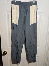 Fabletics L Large Slate Gray Joggers with Cream Side Panels picture