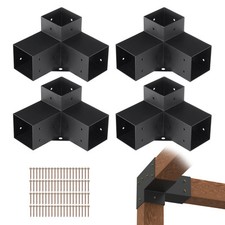 4''x4'' Pergola Bracket Kit inner 3.6x3.6 3-Way Woodworks DIY Post 4 pcs picture