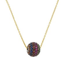 Rarities Carol Brodie Multi-Sapphire Disco Ball Vermeil Sterling Silver Necklace picture