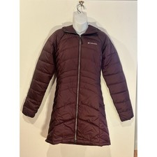 Columbia Maroon Burgundy Hooded Long Puffer Coat Insulated Parka Jacket Sz S picture