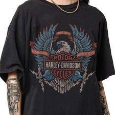 💥Limited Legendary Harley Davidson Motocycles Electric Eagle 90s T-Shirt Gildan picture