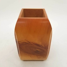 Vintage Japanese Zelkova Wood Square Ikebana Vase with Insert picture