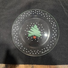 11pc Vtg 1988 Luminarc Dayton Hudson Clear Glass Xmas Tree Salad/dessert plate picture