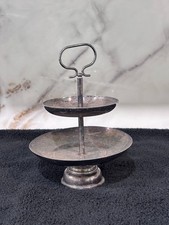Vintage Italian Silver Plate 2 Tier Serving Stand Tidbit Tray 7