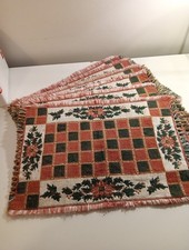 6) Vintage Woven Cotton Holly Checkerboard Design Placemats 12 × 18 picture