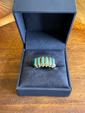 Vtg Zuni Janice Paloma Sterling Silver Turquoise Needlepoint 6 Stone Row Ring picture