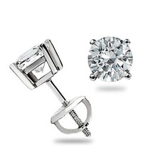 .50 Ct Round Cut GRA Moissanite Studs Earrings 14k White Gold Screw Back Gift picture