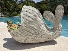Pottery Barn Wicker Whale Nautical Basket Kids Large Rattan White Handmade picture