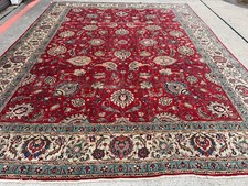 9x12 ANTIQUE ORIENTAL RUG RED handmade blue colorful real fine old big 10x12 ft picture