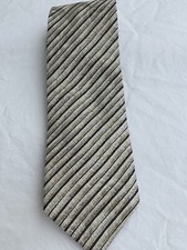 BRIONI, Handmade 100% Silk Tie Beige& Black Stripe, Luxury made In Italy picture