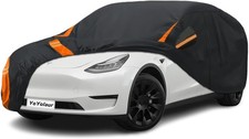 All-Weather 10-Layer Car Cover with Door Zipper for Model Y 2020-2025 Orange picture