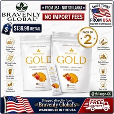 2x Bravenly Global GOLD Turmeric Apple Cider Vinegar Drink 30 Stick Packs Each🔥 picture